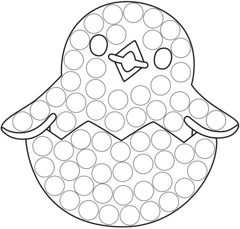 Hatching Chick Dot Art Coloring Page